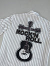 Endeson White Striped Short Sleeve Shirt – Rockstar Silhouette Print (M)