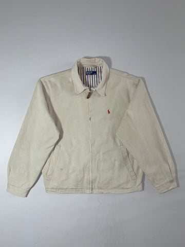 Polo Ralph Lauren Cream Harrington Jacket with Striped Lining (L)