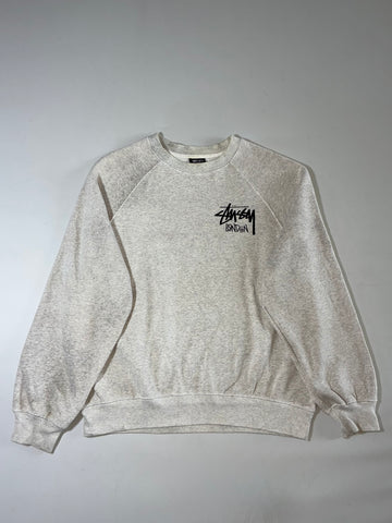 Stüssy London Raglan Crewneck Sweatshirt – Heather Grey (L/XL)