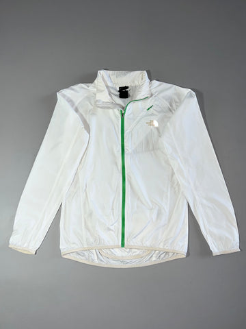 The North Face White Lightweight Windbreaker with Green Zip ( XS)