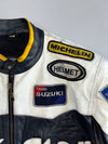 Top Gear Genuine Leather Movistar Suzuki MotoGP Racing Jacket Multi-Sponsor Patches (Paded)(M)
