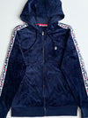 Fila Navy Velour Taped Logo Zip-Up Hoodie (S)
