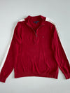 Tommy Hilfiger Quarter-Zip Knit Sweater – Red & White (M)
