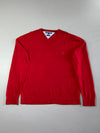 Tommy Hilfiger Red Premium Cotton V-Neck Sweater (XL)