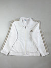 Vintage Adidas White Beige Stripe Track Jacket (L/XL)