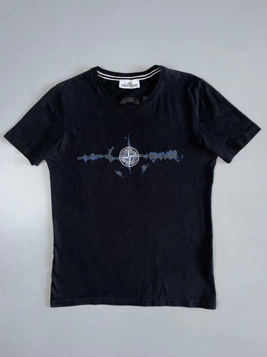 Stone Island Black Tee | Compass Logo Print (M)