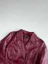 Baccini Burgundy Moto Biker Jacket with Quilted StitcPanels (S)