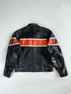 Vintage Black & Orange Leather Café Racer Jacket  No. 99 Racing Stripe (M)