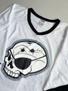 Athletic Knit Skull Hockey Jersey – White Black Grey Oversized (3XL)