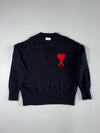 Ami Paris Ami de Coeur Black Crewneck Sweater – Red Heart Logo (XL)