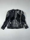 Vintage 3D Textured Knit | Monochrome Abstract Sweater | (S)