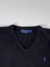 Polo Ralph Lauren V-Neck Sweater with Purple Pony Logo - (S)