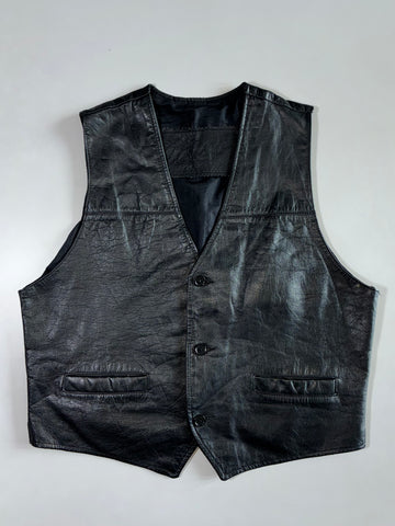 Black Leather Waistcoat/Vest (M/L)