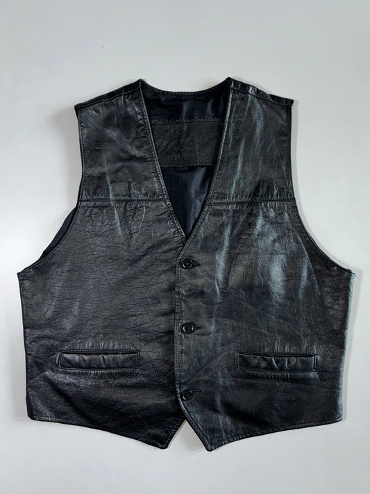 Black Leather Waistcoat/Vest (M/L)