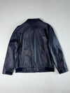 Prendang Perforated Leather Harrington Jacket – Navy (S)
