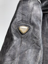Triumph Original Distressed Pure Leather Biker Jacket | Union Jack Badge | Racing Stripes | Quilted Lining (2XL)