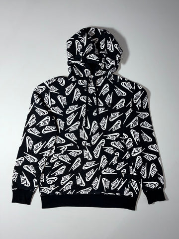 Nike All-Over Logo Print Hoodie – Black/White (M)