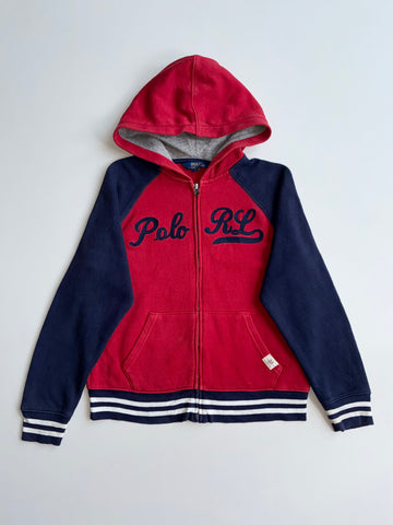 Polo Ralph Lauren Script Logo Raglan Zip Hoodie – Red/Navy (S)