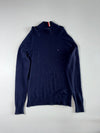 Tommy Hilfiger | Navy Merino Wool Mock Neck Sweater – Signature Stripe | (S/M)