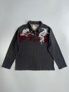 Japanese Dragon Wave Embroidered Polo Long Sleeve T-Shirt (Xl/2Xl)
