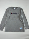 Champion | Grey Script Logo Long Sleeve Tee | (XL)