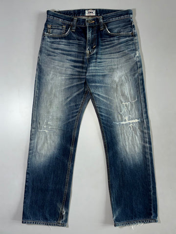 Edwin Japan Distressed Blue Denim Jeans (W:32|L:40)
