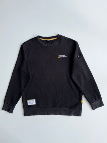 National Geographic Black Embroidered Logo Crewneck Sweatshirt – (L)