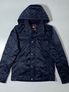 Lee Cooper Navy Hooded Puffer Jacket – Snap-Button Insulated Winter Jacket, (S)