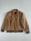 New Moves Tan Leather A-2 Style Bomber with Flap Pockets & Quilted Lining, (XS)