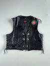 Vintage Euro Stars Harley Davidson Patch Lace-Up Leather Biker Vest (XL)