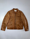 Artica Italy Brown Leather Café Racer Jacket – Genuine Leather Zip Jacket (XL)
