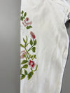 White Denim Jacket Floral Embroidered Sleeves Oversized Trucker Jacket Size (S)