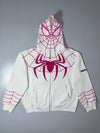 Battlekid Spider-Web Embroidered Full-Zip Hoodie – White/Pink (2XL)