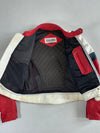 Vintage 90s Fieldsheer by Nelson-Rigg Leather Racing Jacket – Red/White/Navy – Made in Korea (S)