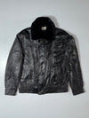 Elite Black Leather Jacket with Faux Fur Collar (L/XL)
