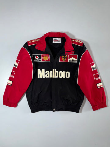 Marlboro Ferrari F1 Racing Jacket Black Red Fully Embroidered Patches (L)
