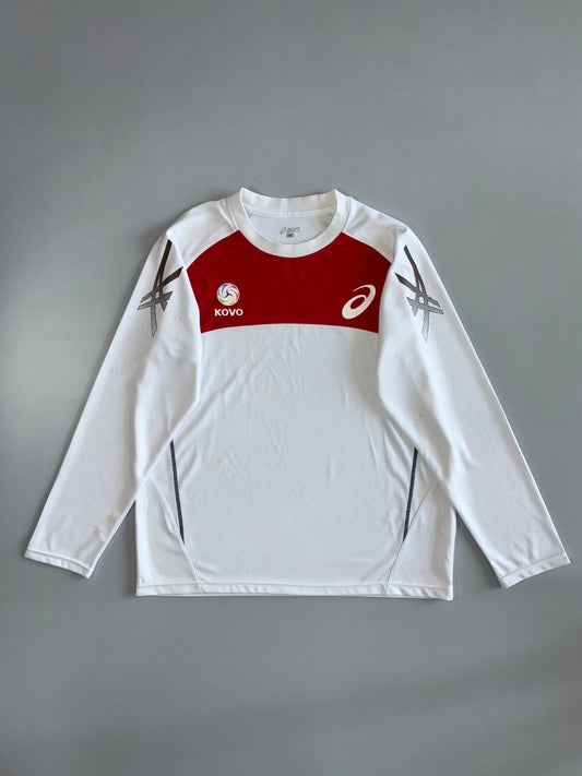 Asics x KOVO Korean Volleyball League Long Sleeve Jersey | White & Red (L)