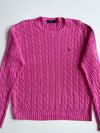 Polo Ralph Lauren Pink Cable Knit Crew Neck Sweater – (L)