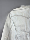 Vintage Levi’s White Denim Trucker Jacket with Destroyed Raw Frayed Collar (M/L)