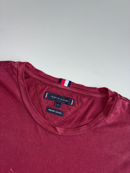 Tommy Hilfiger Maroon Organic Cotton Long Sleeve Tee (L)