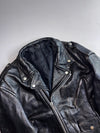 Vintage | Black Leather Belted Biker Jacket (M)