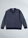 Lacoste Navy Stripe V-Neck Sweater (XL)