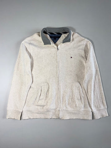 Tommy Hilfiger Ribbed Full-Zip Sweater Jacket – Oatmeal/Grey (L)