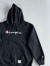 Champion Script Logo Black Pullover Hoodie Embroidered(XL)