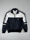 Vintage 90s Asics Activewear Line Taped Track Jacket – Black & White (L)