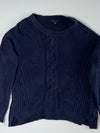 Tommy Hilfiger Women's Navy Chunky Cable Knit Sweater – Side Slits (M)