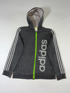 Adidas Grey 3-Stripes Neon Zip Full-Zip Hoodie (S)