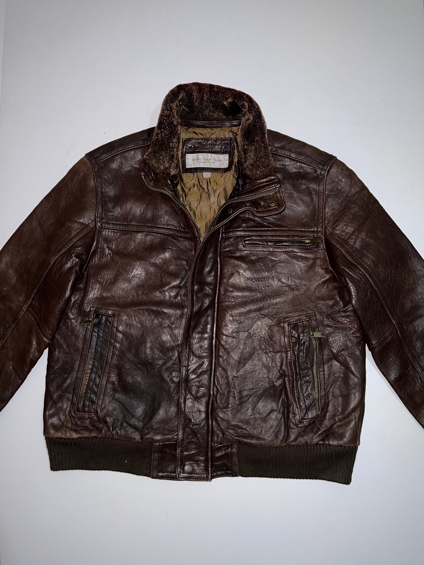 ZSuper Premium Marc New York Original Leather Jacket Heavy brown vintage (L)
