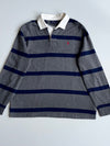 Polo Ralph Lauren Striped Rugby Shirt – Grey/Navy with White Collar (2Xl)