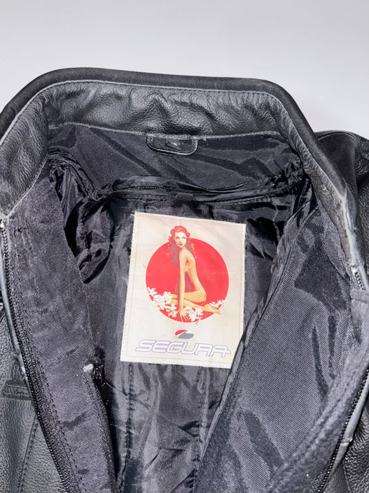 Segura Vintage Cowhide Leather Moto Jacket with Knox CE Protection & Pin-Up Inner Label (Paded)(S)